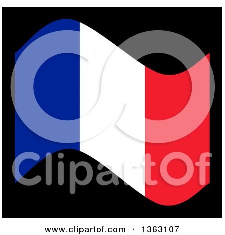 Clipart of a French Flag Waving on Black - Royalty Free Illustration by oboy