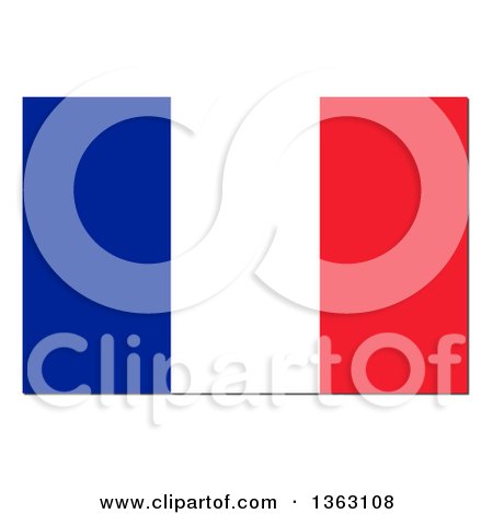 Clipart of a French Flag with a Shadow, on a White Background - Royalty Free Illustration by oboy