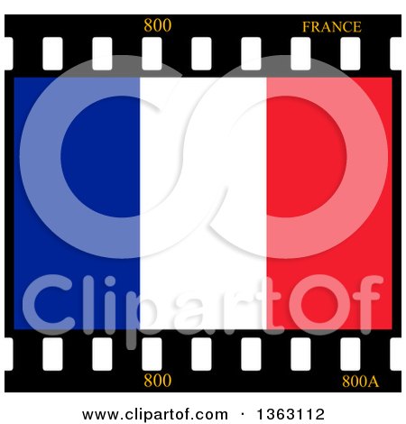 Clipart of a French Flag Film Frame - Royalty Free Illustration by oboy