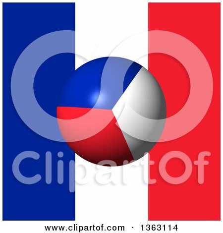 Clipart of a 3d French Sphere over a Flag - Royalty Free Illustration by oboy