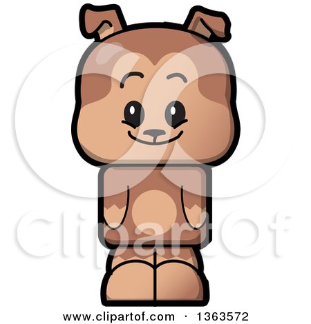 Clipart of a Cartoon Cute Happy Brown Puppy Dog - Royalty Free Vector Illustration by Clip Art Mascots