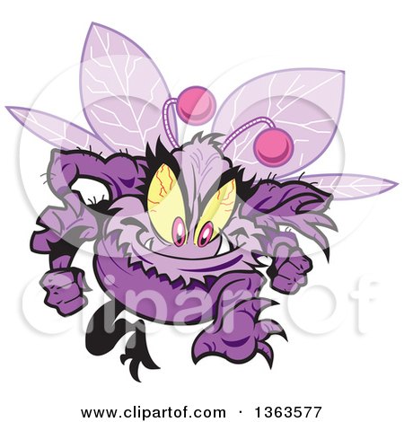 Clipart of a Purple Germ Virus Bug or Bacteria Running - Royalty Free Vector Illustration by Clip Art Mascots