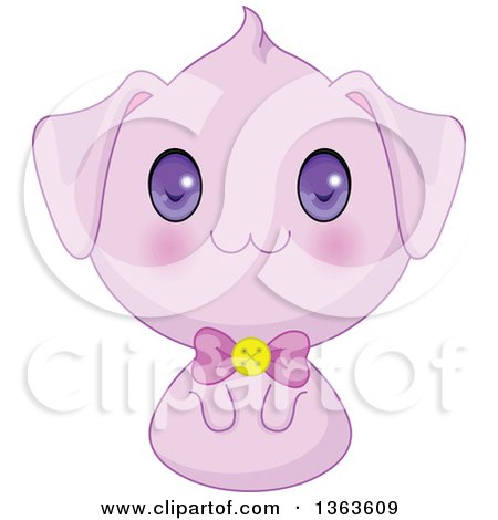 Clipart of a Cute Purple Manga Anime Puppy Dog - Royalty Free Vector Illustration by Pushkin
