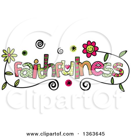 Clipart of Colorful Sketched Faithfulness Word Art - Royalty Free Vector Illustration by Prawny