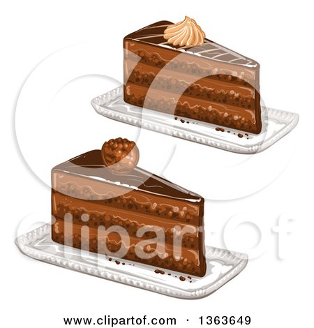 Clipart of Slices of Layered Chocolate Cake - Royalty Free Vector Illustration by merlinul