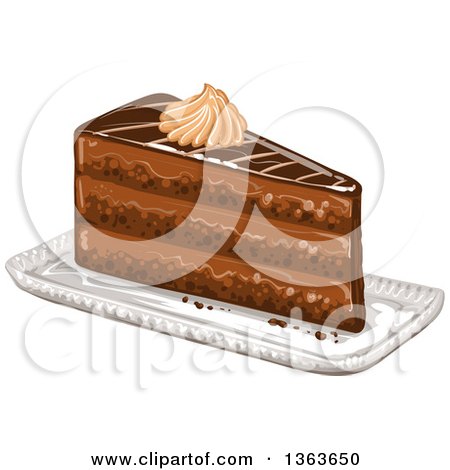 Clipart of a Slice of Layered Chocolate Cake - Royalty Free Vector Illustration by merlinul
