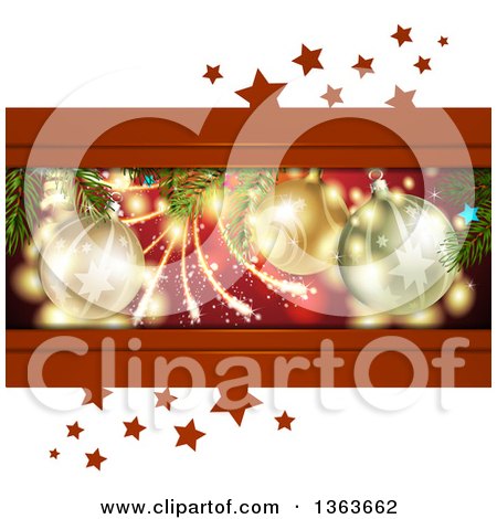Clipart of a Christmas Background of Bauble Ornaments and Stars - Royalty Free Vector Illustration by merlinul