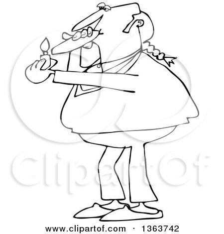 Clipart of a Cartoon Black and White Chubby Male Hippie Man Smoking a Joint - Royalty Free Vector Illustration by djart