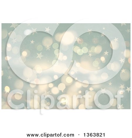Clipart of a Christmas Background of Bokeh Flares and Stars - Royalty Free Illustration by KJ Pargeter