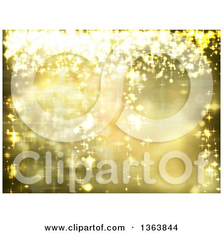 Clipart of a Christmas Background of Bright Lights on Gold - Royalty Free Vector Illustration by vectorace