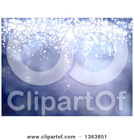 Clipart of a Christmas Background of Sparkly Lights on Blue - Royalty Free Vector Illustration by vectorace