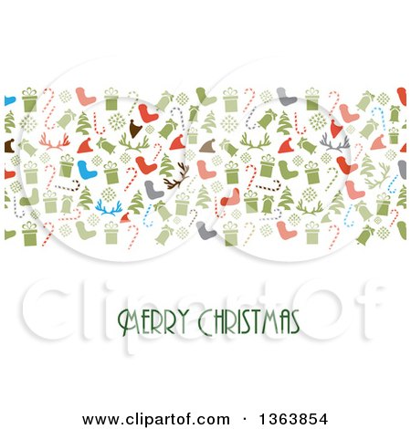 Clipart of a Merry Christmas Greeting Under Holiday Icons on White - Royalty Free Vector Illustration by vectorace