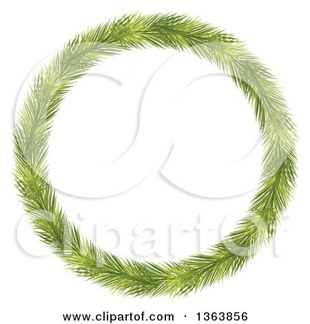Clipart of a Thin Christmas Wreath Made of Green Fir Tree Branches - Royalty Free Vector Illustration by vectorace