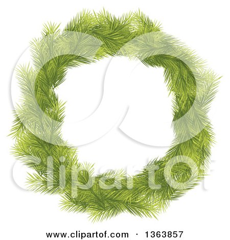 Clipart of a Christmas Wreath Made of Green Fir Tree Branches - Royalty Free Vector Illustration by vectorace