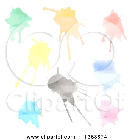 Clipart of Watercolor Paint Splatters - Royalty Free Vector Illustration by vectorace