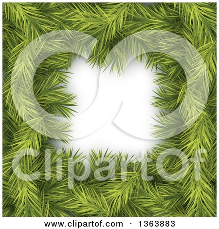Clipart of a Christmas Background of Fir Branches Framing White Text Space - Royalty Free Vector Illustration by vectorace