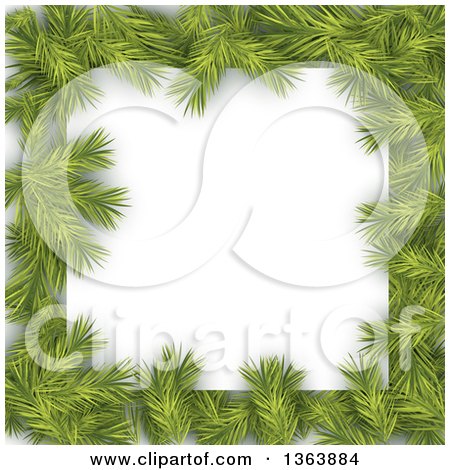 Clipart of a Christmas Background of Fir Branches Framing White Text Space - Royalty Free Vector Illustration by vectorace