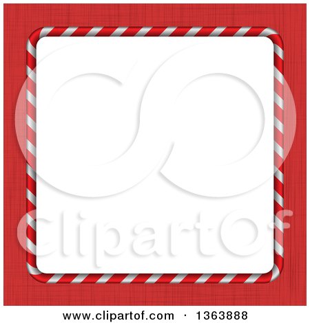 Clipart of a Christmas Background of a Candy Cane Frame with White Text Space over Red - Royalty Free Vector Illustration by vectorace