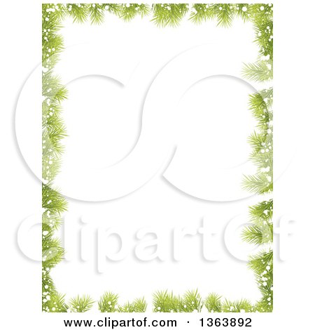 Clipart of a Christmas Background of Fir Branches and Snow Framing White Text Space - Royalty Free Vector Illustration by vectorace