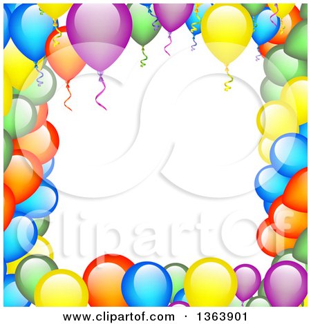 Clipart of a Border Frame of Colorful Party Balloons - Royalty Free Vector Illustration by vectorace