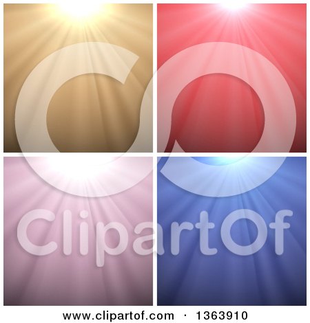 Clipart of Backgrounds of Sun Rays in Different Colors - Royalty Free Vector Illustration by vectorace