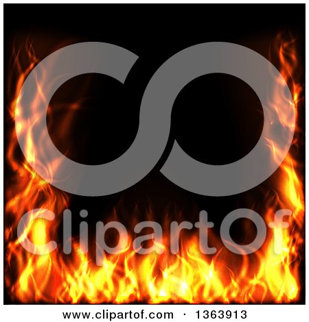 Clipart of a Background Border of Flames on Black - Royalty Free Vector Illustration by vectorace