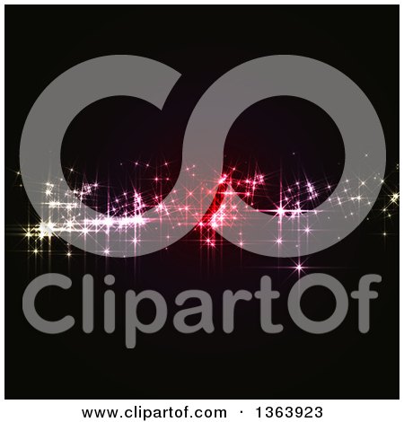 Clipart of a Background of Colorful Sparkly Lights on Black - Royalty Free Vector Illustration by vectorace