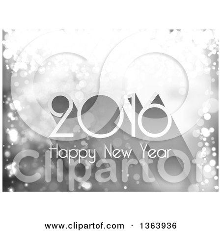 Clipart of a 2016 Happy New Year Greeting over Silver Sparkles - Royalty Free Vector Illustration by vectorace