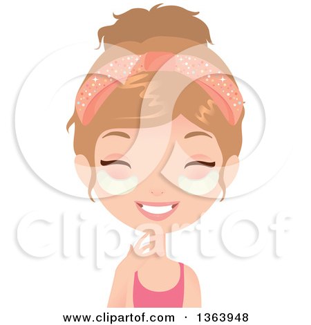Clipart of a Dirty Blond Caucasian Woman Hydrating Under Her Eyes - Royalty Free Vector Illustration by Melisende Vector