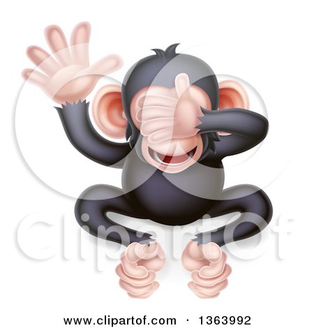 Clipart of a Cartoon Black and Tan See No Evil Wise Monkey Covering His Eyes - Royalty Free Vector Illustration by AtStockIllustration