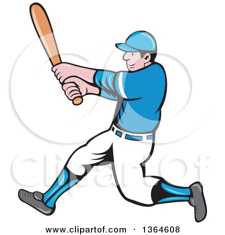 Clipart of a Cartoon White Male Baseball Player Athlete Batting - Royalty Free Vector Illustration by patrimonio