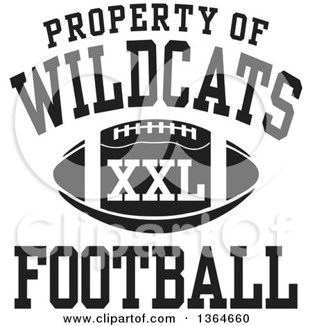 Clipart of a Black and White Property of Wildcats Football XXL Design - Royalty Free Vector Illustration by Johnny Sajem
