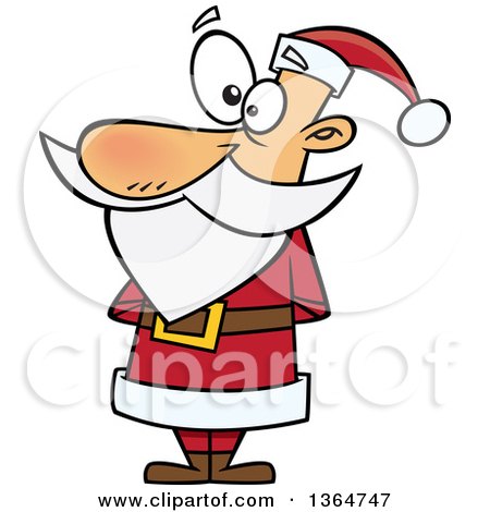 Cartoon Clipart of a Christmas Santa Claus Standing in a Red Suit - Royalty Free Vector Illustration by toonaday