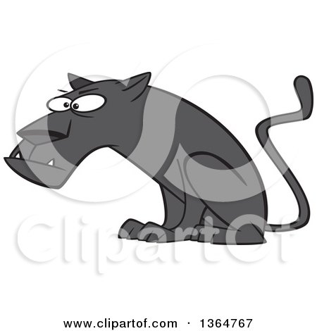 Cartoon Clipart of a Curious Black Panther Big Cat Sitting - Royalty Free Vector Illustration by toonaday