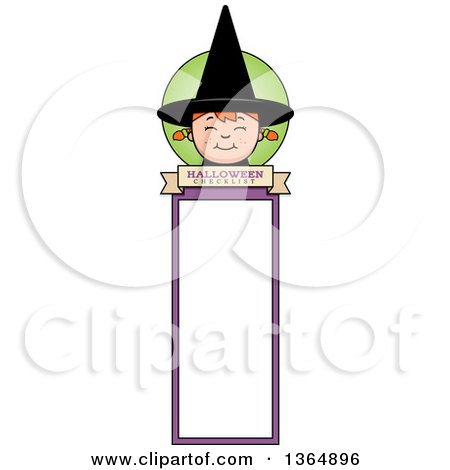 Clipart of a Halloween Witch Girl Bookmark - Royalty Free Vector Illustration by Cory Thoman
