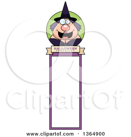 Clipart of a Chubby Halloween Witch Woman Bookmark - Royalty Free Vector Illustration by Cory Thoman