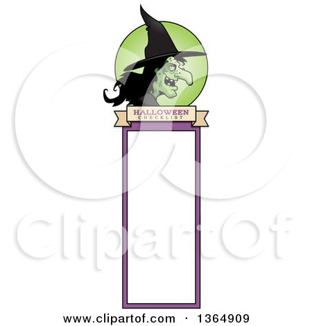 Clipart of a Halloween Ugly Warty Witch Bookmark - Royalty Free Vector Illustration by Cory Thoman