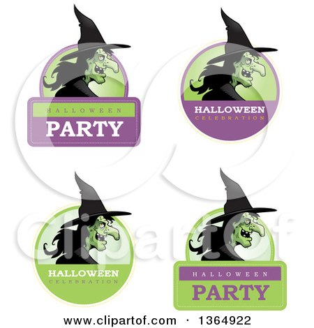 Clipart of Halloween Ugly Warty Witch Badges - Royalty Free Vector Illustration by Cory Thoman