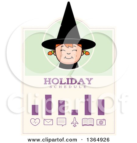 Clipart of a Halloween Witch Girl Holiday Schedule Design - Royalty Free Vector Illustration by Cory Thoman