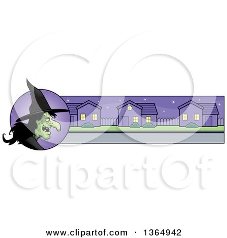 Clipart of a Halloween Ugly Warty Witch Banner or Border - Royalty Free Vector Illustration by Cory Thoman