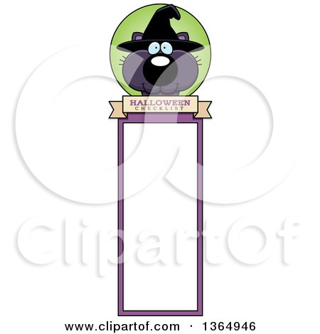 Clipart of a Black Witch Cat Bookmark - Royalty Free Vector Illustration by Cory Thoman