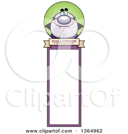 Clipart of a Purple Halloween Vampire Bookmark - Royalty Free Vector Illustration by Cory Thoman