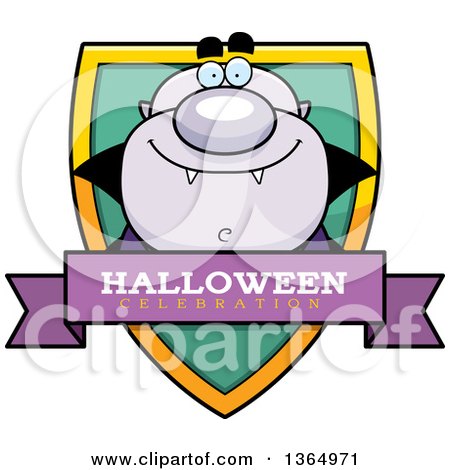 Clipart of a Purple Halloween Vampire Halloween Celebration Shield - Royalty Free Vector Illustration by Cory Thoman