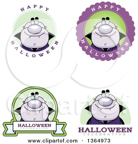 Clipart of Purple Halloween Vampire Badges - Royalty Free Vector Illustration by Cory Thoman