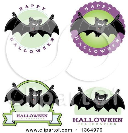 Clipart of Halloween Vampire Bat Badges - Royalty Free Vector Illustration by Cory Thoman