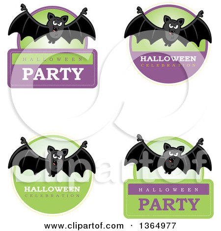 Clipart of Halloween Vampire Bat Badges - Royalty Free Vector Illustration by Cory Thoman