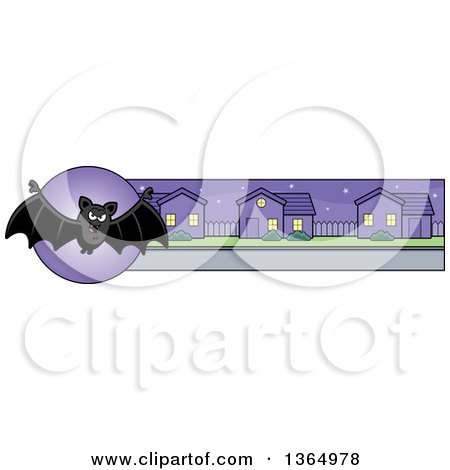 Clipart of a Halloween Vampire Bat Banner or Border - Royalty Free Vector Illustration by Cory Thoman