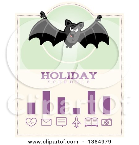 Clipart of a Halloween Vampire Bat Holiday Schedule Design - Royalty Free Vector Illustration by Cory Thoman
