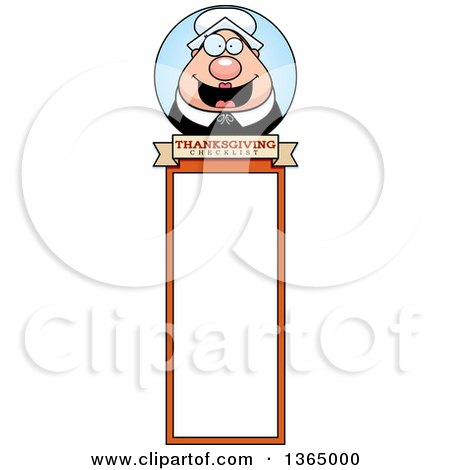 Clipart of a Chubby Thanksgiving Pilgrim Woman Bookmark - Royalty Free Vector Illustration by Cory Thoman