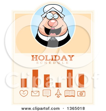 Clipart of a Chubby Thanksgiving Pilgrim Woman Holiday Schedule Design - Royalty Free Vector Illustration by Cory Thoman